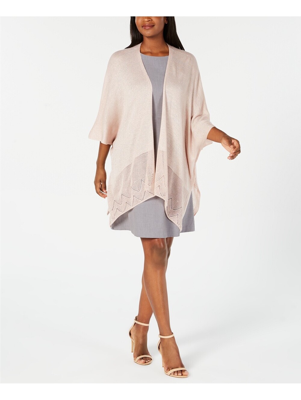 Cejon Womens Metallic Pointelle-Border Evening Wrap